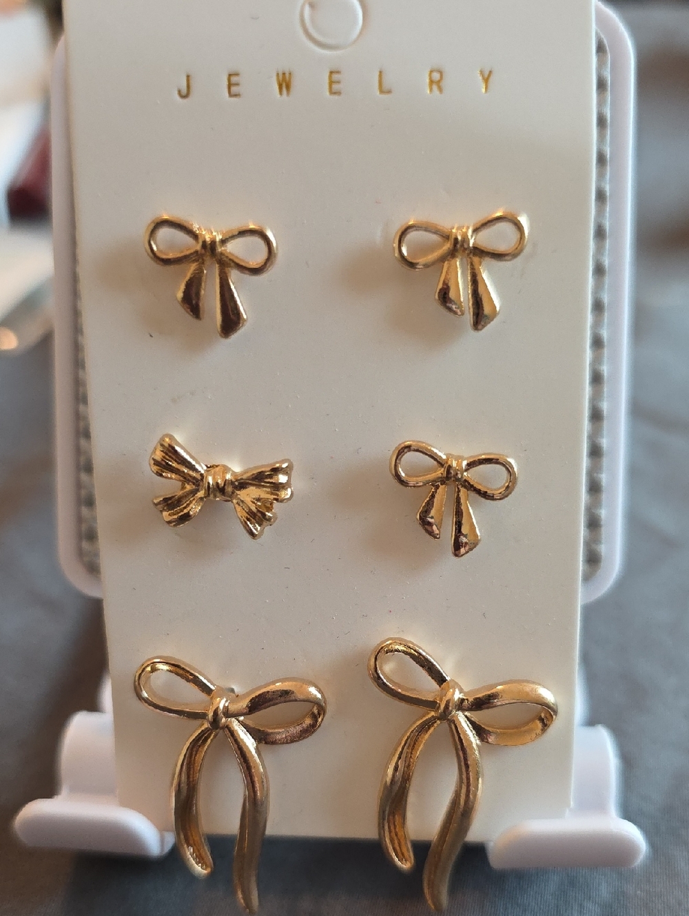 Gold Bow Stud Earring Set